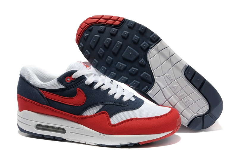 Mens Nike Air Max 87 Red Navy White Shoes - Click Image to Close